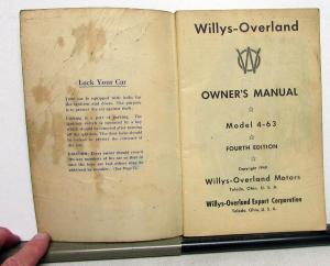 1949 Willys Overland Jeep Station Wagon Model 4-63 Owners Manual