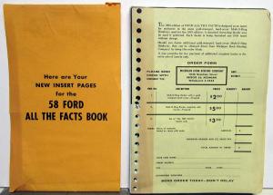 1958 Ford Dealer Facts Book Custom 300 Fairlane 500 Thunderbird Station Wagon