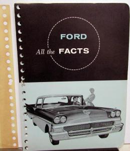 1958 Ford Dealer Facts Book Custom 300 Fairlane 500 Thunderbird Station Wagon