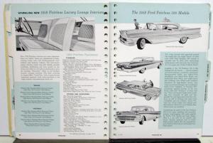 1958 Ford Dealer Facts Book Custom 300 Fairlane 500 Thunderbird Station Wagon