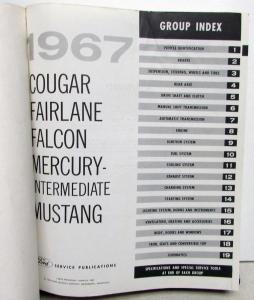 1967 Ford Mercury Dealer Service Shop Manual Mustang Cougar Fairlane Falcon Orig