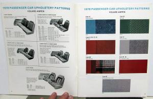 1978 Chrysler Dodge Plymouth Car & Light Truck Upholstery Options Colors Booklet