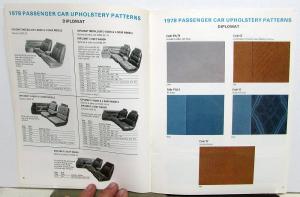 1978 Chrysler Dodge Plymouth Car & Light Truck Upholstery Options Colors Booklet