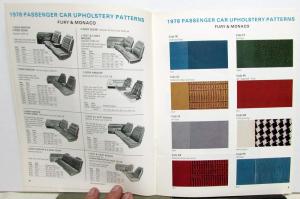 1978 Chrysler Dodge Plymouth Car & Light Truck Upholstery Options Colors Booklet