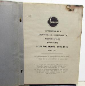 1929-1940 Studebaker Sixes & Eights Dealer Master Body Parts Catalog Book Orig