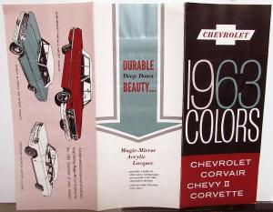 1963 Chevrolet Brochure Folder Car Color Paint Chips Corvette Chevy II Impala