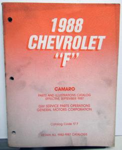1988 Chevrolet Camaro Dealer Parts & Illustrations Catalog Book F Body GM Orig