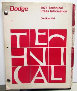 1975 Dodge New Models Intro Technical Press Kit Media Package Charger Dart