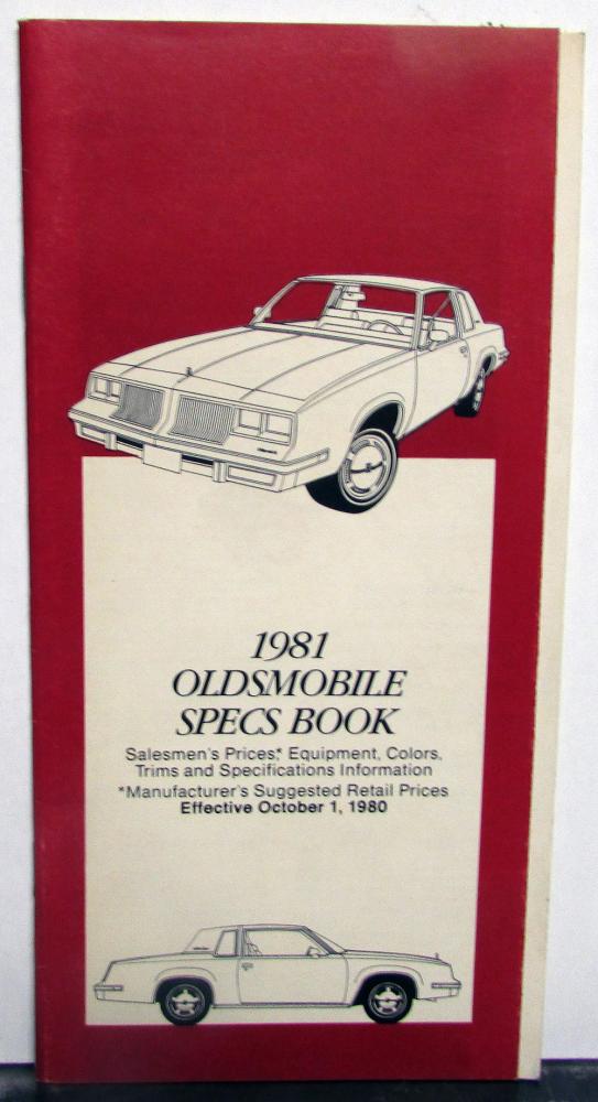 1981 Oldsmobile Dealer Salesmen Specs Book Facts Features Options Original Rare