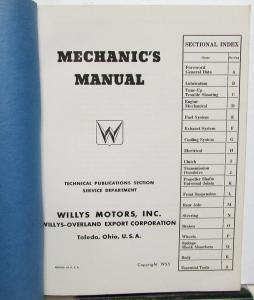 1955 Willys Model 685 675 6-226 Passenger Car Dealer Service Shop Manual Orig