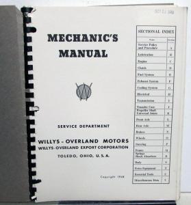 1948 1949 Willys-Overland Service Shop Manual Model 48 39 4-40 Americar Jeep