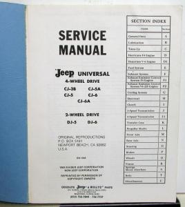 1966-1971 Jeep Universal Series Dealer Service Shop Repair Manual Vintage Repro