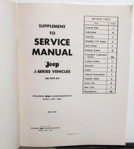 1968 Jeep J Series Vehicles Dealer Service Shop Repair Manual Supplement