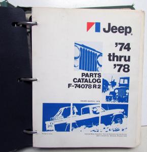 1974-1978 Jeep Dealer Parts Catalog W/Illustrations Supplement Wagoneer Truck CJ