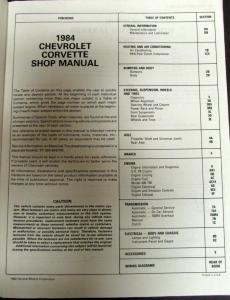 Original 1984 Chevrolet Corvette Shop Service Repair Manual