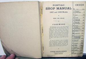 1937 - 1938 Models Pontiac Shop Manual Original