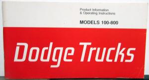 1976 Dodge Truck Models 100 - 800 Operators Owners Manual Original