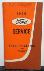 Original 1966 Ford Truck Service Specifications Handbook