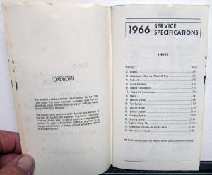 Original 1966 Ford Truck Service Specifications Handbook