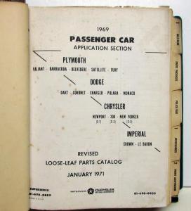 1969 Chrysler Mopar Parts Book Plymouth Dodge Charger Coronet RT Road Runner GTX