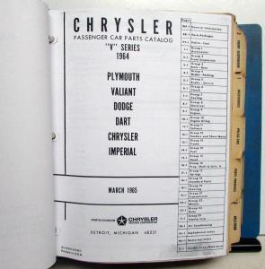 1964 Chrysler Mopar Parts Book Manual Plymouth Dodge Imperial Coronet Belvedere