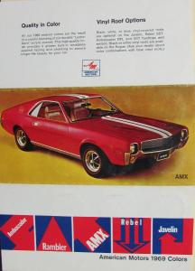 1969 AMC Ambassador Rebel Javelin Rambler AMX Paint Chips Sales Brochure