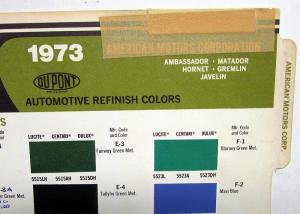 1973 AMC Ambassador Matador Hornet Gremlin Javelin Dupont Color Paint Chips Orig