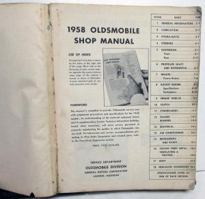 1958 Oldsmobile Service Shop Manual 88 SUPER 88 98 Repair Original