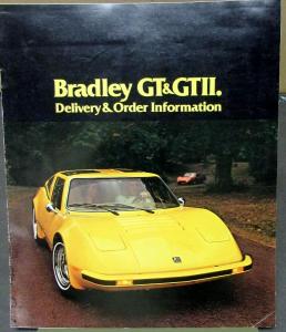 1977 Bradley GT & GTII Kit Car Delivery & Order Information Sales Brochure