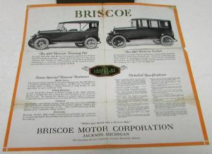 1920 Briscoe Touring Car Color Sales Brochure Leaflet Original