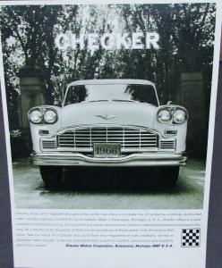 1966 Checker Marathon Deluxe & Aerobus Limo & Taxicab Sales Brochure Original