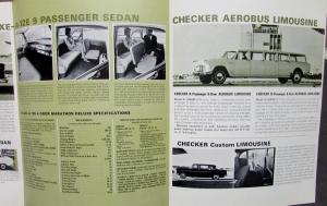 1966 Checker Marathon Deluxe & Aerobus Limo & Taxicab Sales Brochure Original