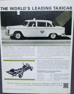 1966 Checker Marathon Deluxe & Aerobus Limo & Taxicab Sales Brochure Original