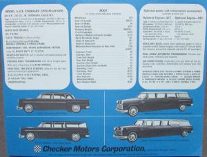 1966 Checker A12E Deluxe Marathon 9 Passenger Limo Sales Brochure Data Sheet