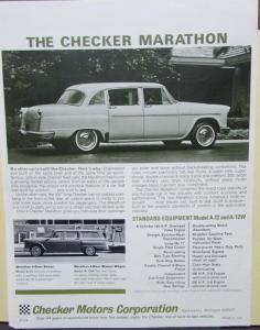 1967 1968 Checker Marathon & Aerobus Limousine Sales Brochure Sheet Original