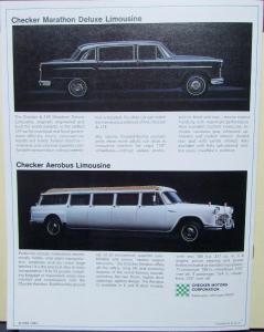 1968 Checker Marathon Sedan Wagon Deluxe Aerobus Limo Color Sales Brochure