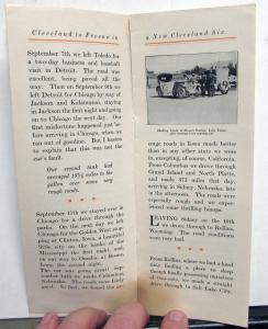 1919 1920 Cleveland Six Auto From Cleveland To Fresno Sales Brochure Original