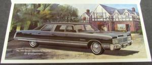 1973 Chrysler Dealer Stageway Coaches Sales Brochure Limo Stretched 9 Passenger