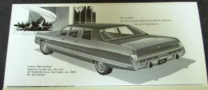 1973 Chrysler Dealer Stageway Coaches Sales Brochure Limo Stretched 9 Passenger