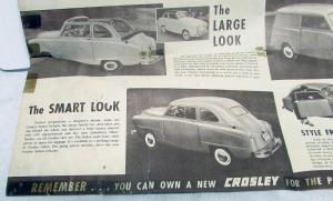 1949 Crosley Car Announces Big New Models Sales Brochure ORIGINAL Brown Tones