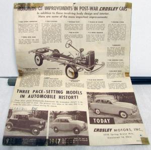 1949 Crosley Car Announces Big New Models Sales Brochure ORIGINAL Brown Tones