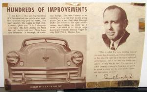 1949 Crosley Car Announces Big New Models Sales Brochure ORIGINAL Brown Tones