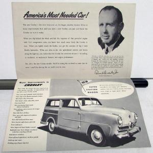 1951 Crosley Car New Models Sales Brochure Folder ORIGINAL