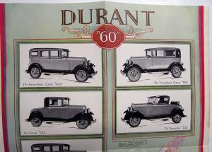 1929 Durant Sixty Models Sedan Coupe Roadster Cabriolet Color Sales Brochure