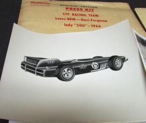 Original 1966 Studebaker STP Indy 500 Press Kit Media Release Novi Lotus