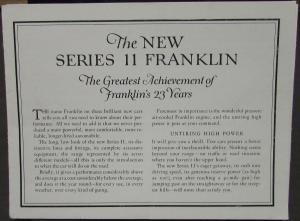 1925 Franklin Car Series 11 Original Sales Brochure Folder