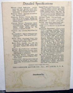 1927 Gardner Eight In Line Series 80 Automobile Sales Brochure Leaflet Original