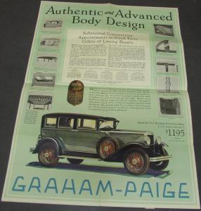 1929 Graham Paige Model 615 Cabriolet Sedan Color Sales Brochure MAILER