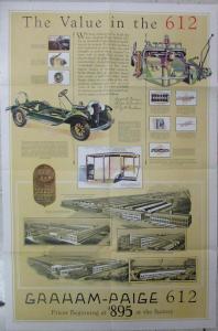 1929 Graham Paige Model 612 Color Sales Brochure Mailer Original