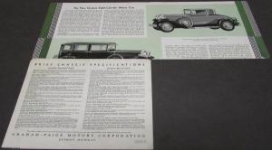 1930 Graham Standard & Special Eight Motor Car Sales Brochure Folder Original